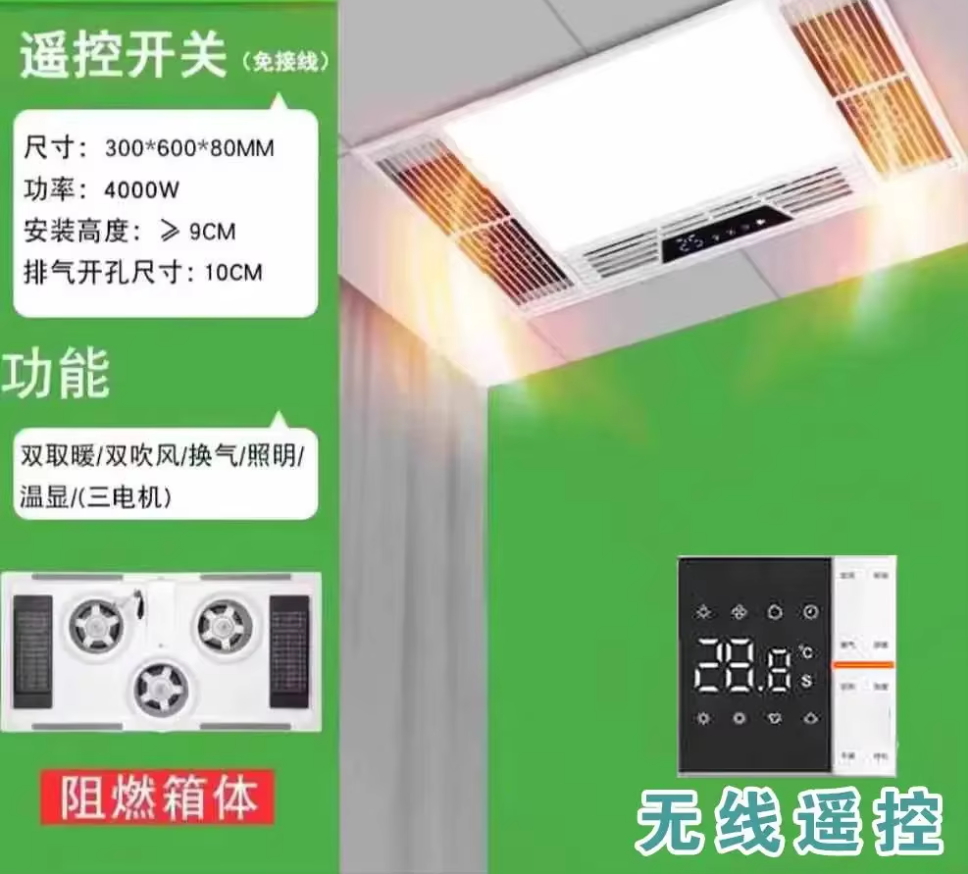 Ceiling Fan Mount - 220V Bathroom Exhaust Fan with Heater