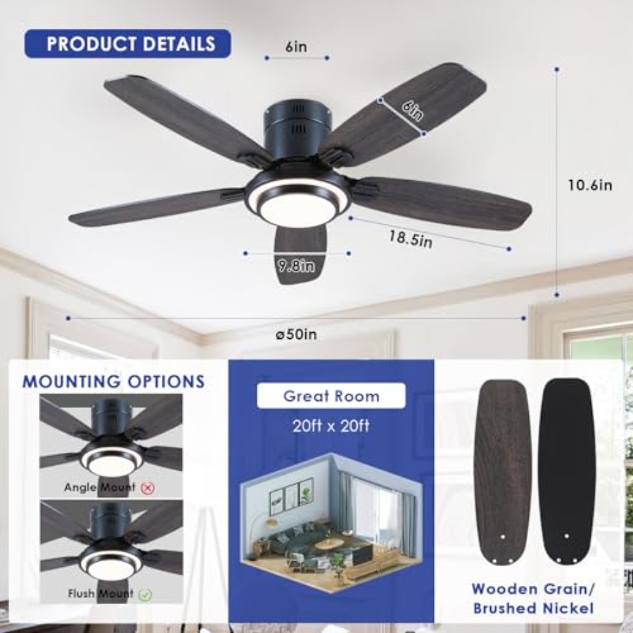 Low Profile Ceiling Fans with  - Ceiling Fan Mount recensione e prezzo