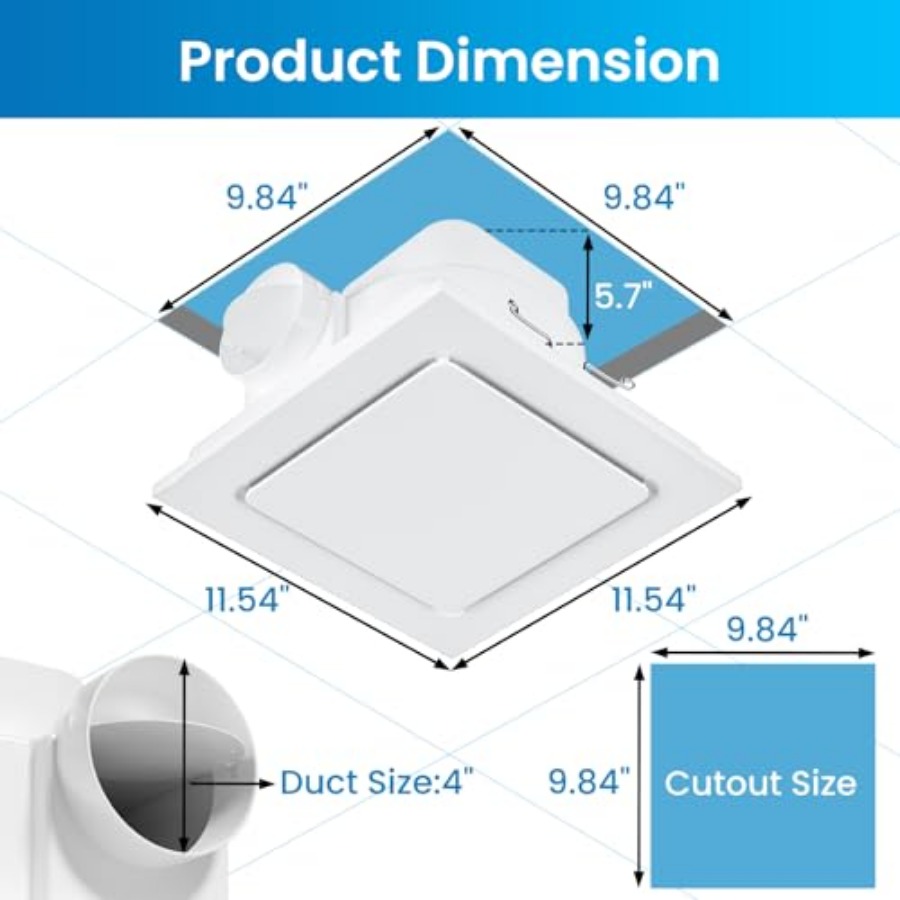 Bathroom Exhaust Fan, Quiet Ba - Ceiling Fan Mount recensione e prezzo